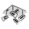 Chrome Adjustable 4 Way Ceiling Spotlight IP44 Bathroom Light + LED GU10 Bulbs