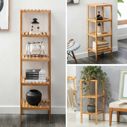 3 4 5 Tier Bamboo Wooden Rack Organiser Bath Kitchen Storage Shelves Stand Shelf