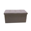 Large Ottoman Foldable Storage Box Linen Suede Foot Stool Seat Furniture Beige
