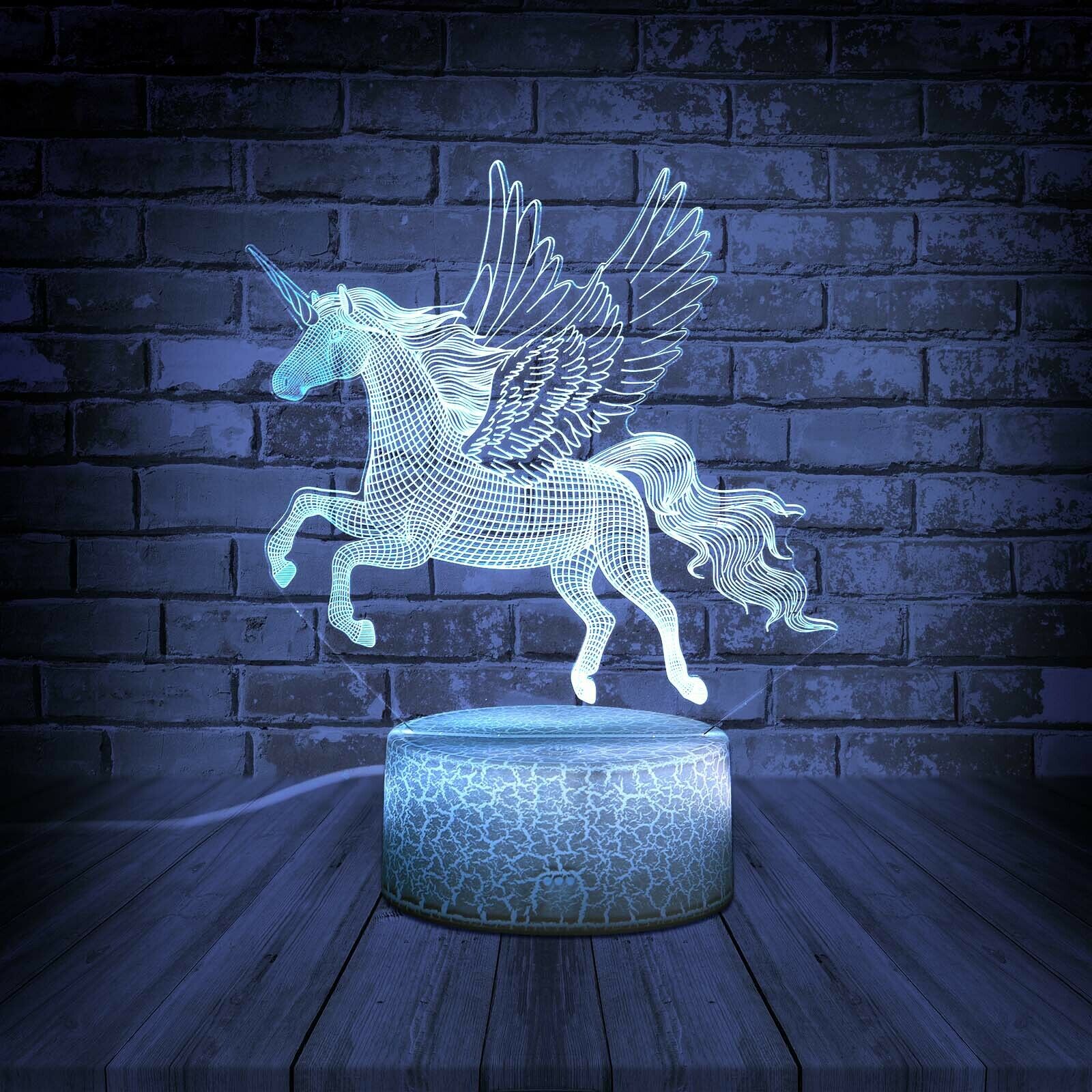 3D Unicorn LED Night Light USB Touch Colour Changing Table Lamp Kids Xmas Gifts