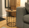 Round Industrial Side Table Coffee Tea Lamp Plant Stand Vintage Retro Furniture