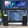 Gaming Computer Table w/ Shelf & RGB Lights Laptop Desk Office Workstation Black
