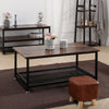 Industrial Style Wooden Coffee Table Sofa Side End Table Metal Frame Living Room