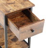 Industrial Wooden Side Table Narrow End Table Nightstand with Drawer Open Shelf