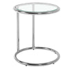 Round Sofa Side Table Black With Clear Glass Top Coffee End Table for LivingRoom