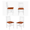 Brown&White Solid Wood Dining Table and 4 Chairs Set Home Kitchen Furniture Set