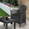 3 Piece Bistro Set Patio Garden Furniture Outdoor Table 2 Armchairs Rattan Style