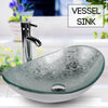Bathroom Vanity Sink Vessel Sink Countertop Wash Bowl Cloakroom Waste Tap Glass