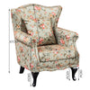 Occasional High Back Wing Floral Fabric Armchair Queen Metallic Rivet Chair Sofa