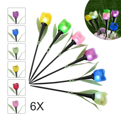 6 LED Solar Powered Tulip Flower Shape Garden Lighting Standing Garden lights