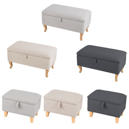 Fabric Storage Stool Ottoman Living Room Footstool With Square/Queen Anne Legs