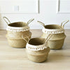 Seagrass Basket Belly Flower Plant Woven Storage Wicker Pot Home Laundry Decor