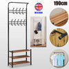Clothes Heavy Duty Hanging Rail Clothing Coat Stand with Shoe Rack Shelf 2-Color