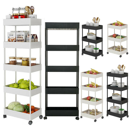 Slide Out Kitchen Storage Rack Bathroom Slim Organiser Basket Shelves on Wheels