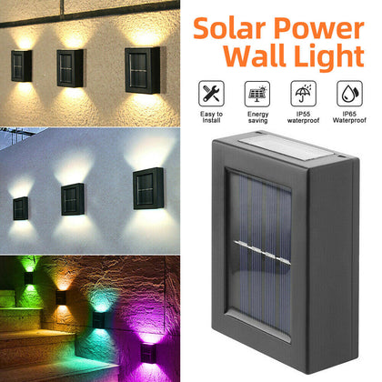 Solar Wall Lights Up & Down Lamp Decor Waterproof Garden Outdoor Fence Yard IP65