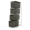 Grey 4 Drawer Woven Basket Tier Storage Cabinet Unit Bathroom Bedroom Organiser