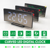 LED Curved Digital Alarm Clock Mirror Clock w/ Temperature Time Display