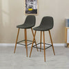 2 Pcs Dark Grey Bar Stools Fabric Pub Chairs Kitchen Pub Metal Legs Breakfast