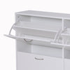 Wooden Shoes Cabinet Multi Flip Down Shelf Drawer Organizer - White