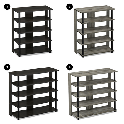 Furinno Turn-N-Tube Multi Tiers Shoe Storage Rack Espresso/Black and Grey/Black