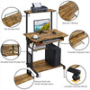 Computer Desk w/Printer Shelf,Rolling Study Desk PC Laptop Table for Home Office