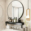Large Industrial Style Round Wall Mirror Brushed Black Metal Frame 60cm Mirror