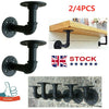 4PCS Pipe Shelf Brackets Industrial Iron Rustic Shelves Wall Floating Supports