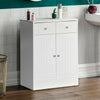 White Bathroom Cabinet Cupboard 2 Drawer + 2 Door Wooden Furniture Storage Unit
