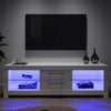 White TV Stand Modern High Gloss Doors 160cm with LED Lights Unit Cabinet