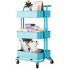 3 Tier Kitchen Storage Trolley Cart Rack Tray Shelf Rolling Wheel W/ Handle UK
