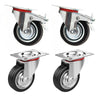 4 Castor Wheels + Screws 75mm 200KG Rubber Trolley Furniture Caster Garage Table