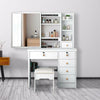 Modern Corner Dressing Table Makeup Desk w/ 6 Drawers & 1 Large Mirror White UK