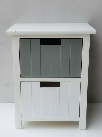 2 Drawer Bathroom Cabinet Storage Unit Fully Assembled White Cupboard white Grey