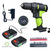 21V Cordless Drill Set Driver Screwdriver w/2 Lithium Ion Batteries/Fast Charge