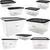 Quality Plastic Storage Boxes Clear Box With Black Lids Home Office Stackable UK