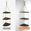 Rustic Hanging Swing Corner Shelves Solid Wood Rope Ladder Floating Shelf Unit
