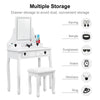 White Mirror Dressing Table Dresser Makeup Desk LED Lights 4 Drawers Upholstered