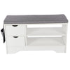 Shoe Bench Shoes Storage Rack Wooden Cabinet Padded Seat Cushion Hallway White