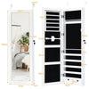 Lockable Jewelry Storage Cabinet Wall-mounted LED Jewelry Armoire w/Full Mirror