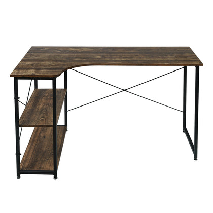 PC Computer Desk Writing Study Table Office Home Workstation Dark Wooden Metal