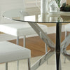 90cm Round Clear Glass Dining Table Modern Tripod Chrome Leg Cafe Bistro Table
