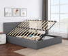 Modern Side Lift Up Storage Bed Frame Ottoman Divan Base & Headboard in Grey