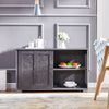 Grey Marble Vein 2 Sliding Door 2-Tier Shelves Sideboard Storage Cabinet Kitchen