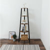 5 TIER CORNER WOODEN FREESTANDING LADDER SHELF UNIT HOME DISPLAY BOOKCASE OFFICE