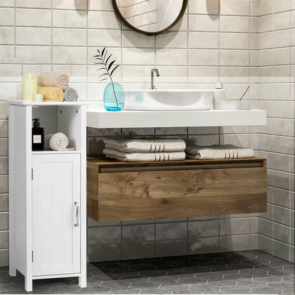 Wooden Bathroom Floor Cabinet Organizer Storage Unit Adjustable Shelf Bedroom