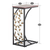 Small Sofa Side Table C Shaped Coffee End Table Living Room/Bedroom/Leaf Pattern