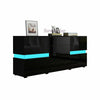 High Gloss Kitchen Cupboard 2 Doors Buffet Dresser Cabinet Sideboard LED Light