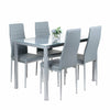 Classic Glass Dining Table and 4 Chairs PU Leather Set Kitchen Home Furniture