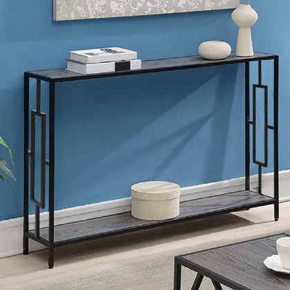 2 Tiers Console Table Industrial Hallway Entryway W/ Shelf Side Slim Table Grey
