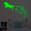 Unicorn Wall Stickers Kids Glow In The Dark Room Decor Decal Bedroom UK